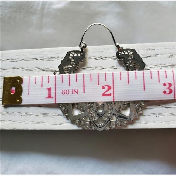 New Boho Silver Hoop Earrings - Picture 5 of 6